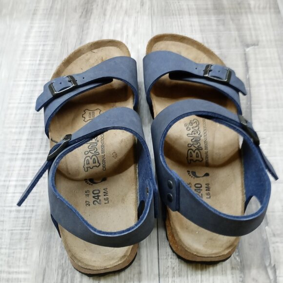 Birkenstock Double Monk Strap Suede Blue Size 6 - Picture 7 of 8